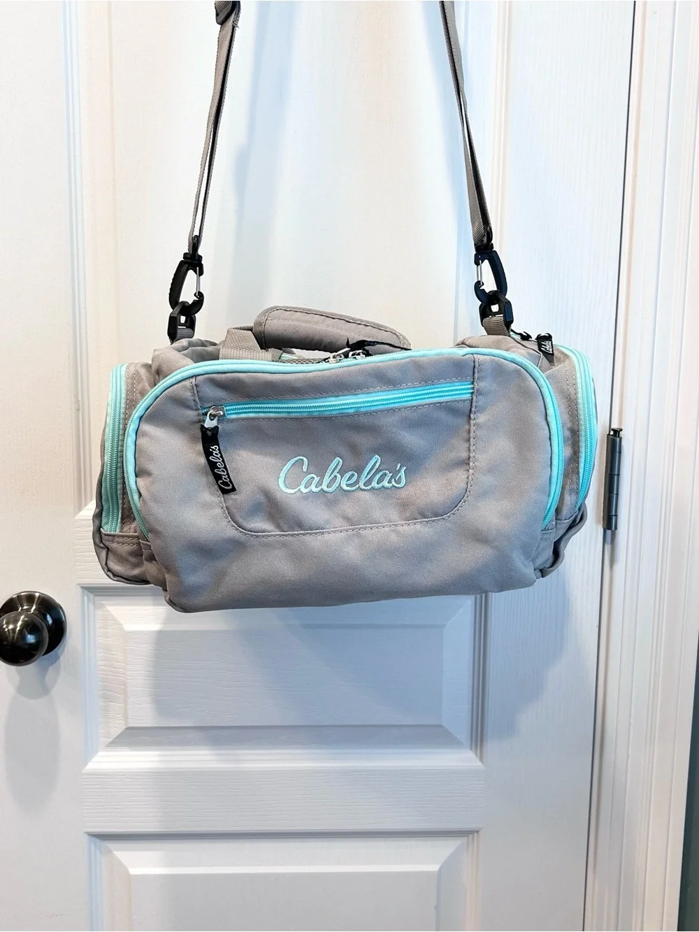 Cabela's Catch-All Gear Bag Gray/Teal Soft Tackle Bag, Range Bag, Small Duffel